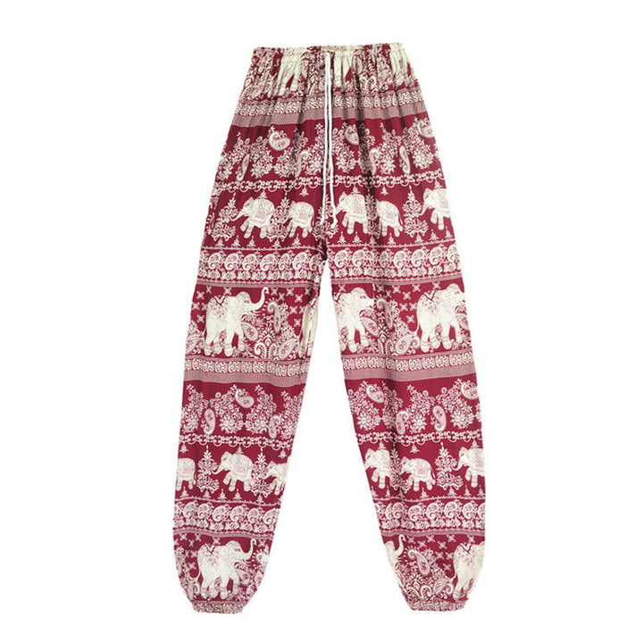 Buddha Stones Boho Lockere Haremshose mit Elefantenmuster für Damen, Yogahose - image 4