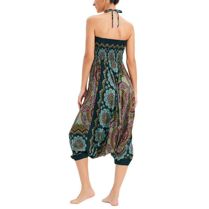 Buddha Stones Zwei Stile Tragen Mandala Blumenmuster Lockere gesmokt Haremshose Overall Hohe Taille Hose - image 5
