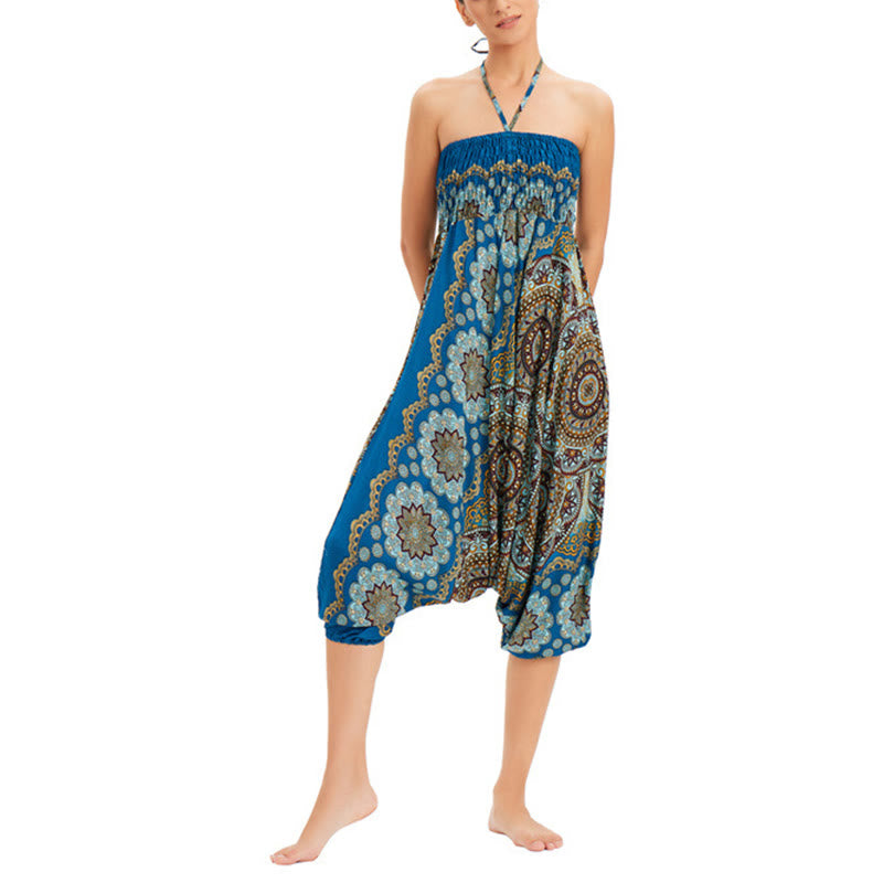 Buddha Stones Zwei Stile Tragen Mandala Blumenmuster Lockere gesmokt Haremshose Overall Hohe Taille Hose - image 31