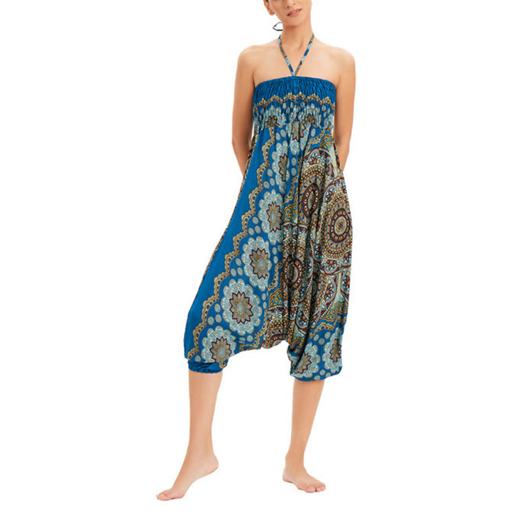 Buddha Stones Zwei Stile Tragen Mandala Blumenmuster Lockere gesmokt Haremshose Overall Hohe Taille Hose - image 31