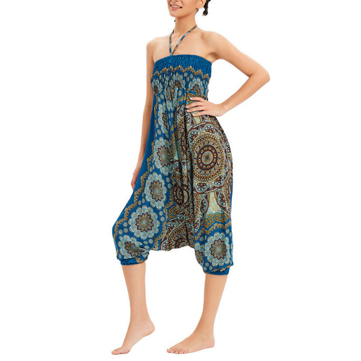 Buddha Stones Zwei Stile Tragen Mandala Blumenmuster Lockere gesmokt Haremshose Overall Hohe Taille Hose - image 30