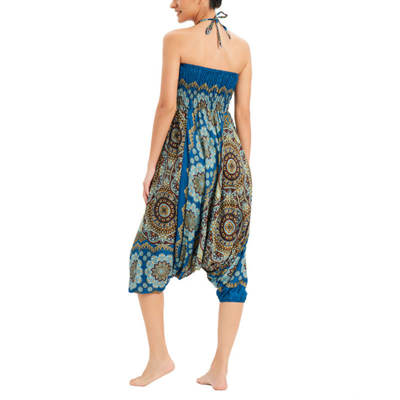 Buddha Stones Zwei Stile Tragen Mandala Blumenmuster Lockere gesmokt Haremshose Overall Hohe Taille Hose - image 32