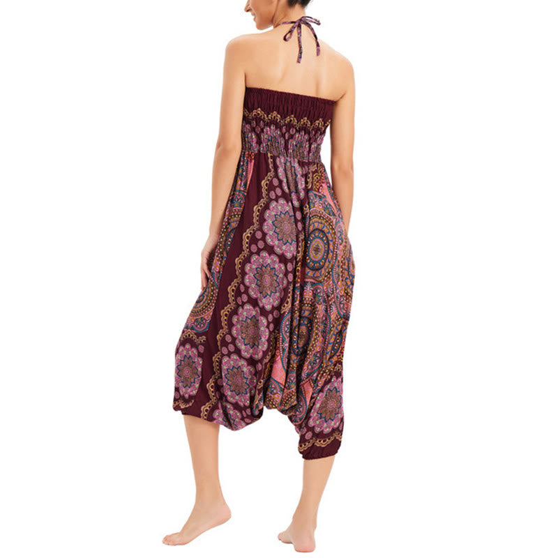 Buddha Stones Zwei Stile Tragen Mandala Blumenmuster Lockere gesmokt Haremshose Overall Hohe Taille Hose - image 18