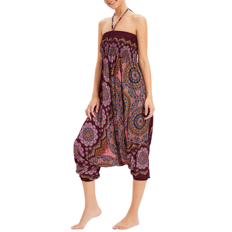 Buddha Stones Zwei Stile Tragen Mandala Blumenmuster Lockere gesmokt Haremshose Overall Hohe Taille Hose - image 17