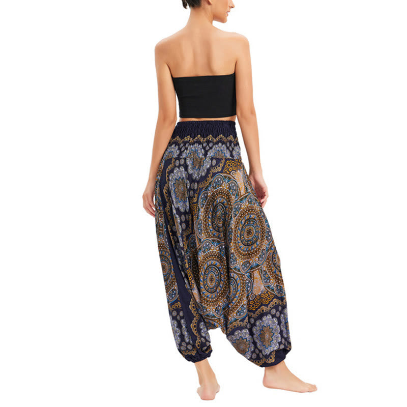 Buddha Stones Zwei Stile Tragen Mandala Blumenmuster Lockere gesmokt Haremshose Overall Hohe Taille Hose - image 23