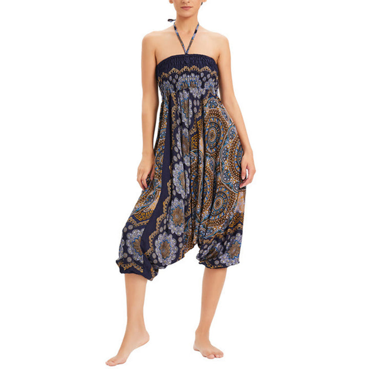 Buddha Stones Zwei Stile Tragen Mandala Blumenmuster Lockere gesmokt Haremshose Overall Hohe Taille Hose - image 24