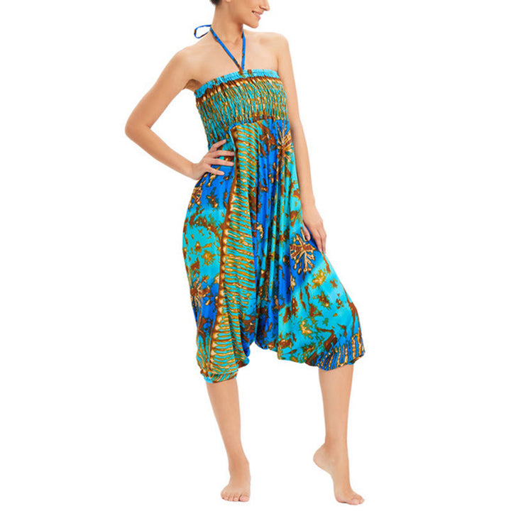 Buddha Stones Zwei Stile Tragen Farbverlauf Bunte Lockere Smocked Haremshose Overall Hohe Taille Hose - image 11