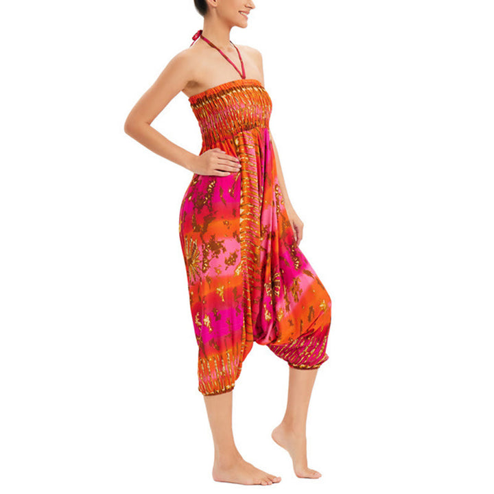 Buddha Stones Zwei Stile Tragen Farbverlauf Bunte Lockere Smocked Haremshose Overall Hohe Taille Hose - image 17