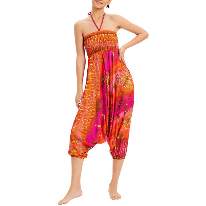 Buddha Stones Zwei Stile Tragen Farbverlauf Bunte Lockere Smocked Haremshose Overall Hohe Taille Hose - image 18