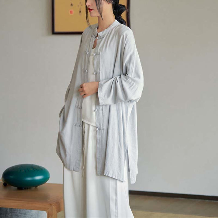 Buddha Stones Plain Frosch-Knopf-Design Shirt Zen Tai Chi Meditation Top Kleidung Baumwolle Leinen Jacke - image 5