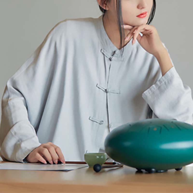 Buddha Stones Plain Frosch-Knopf-Design Shirt Zen Tai Chi Meditation Top Kleidung Baumwolle Leinen Jacke - image 7