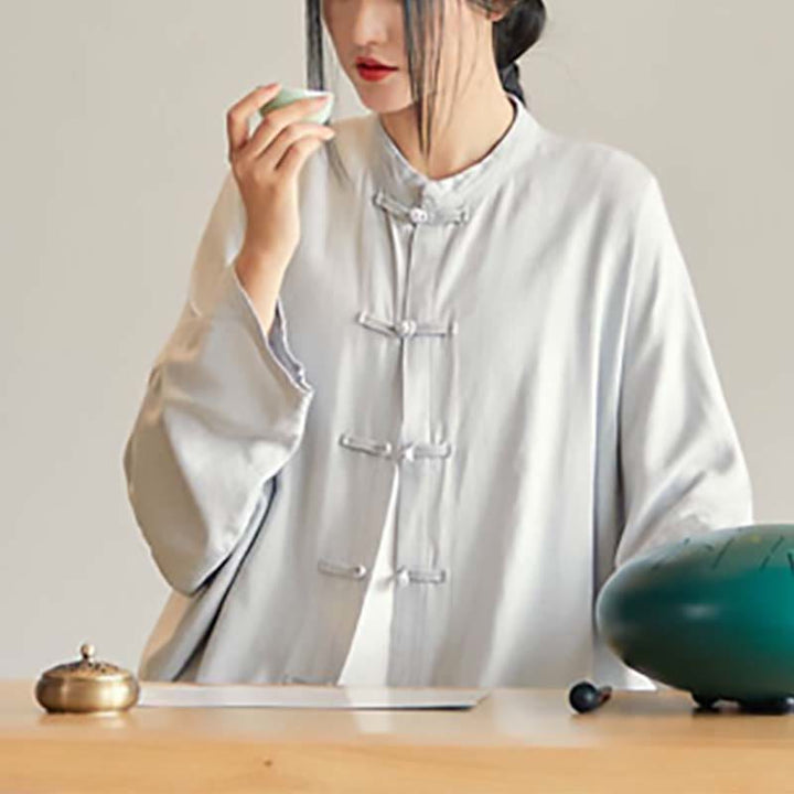Buddha Stones Plain Frosch-Knopf-Design Shirt Zen Tai Chi Meditation Top Kleidung Baumwolle Leinen Jacke - image 8