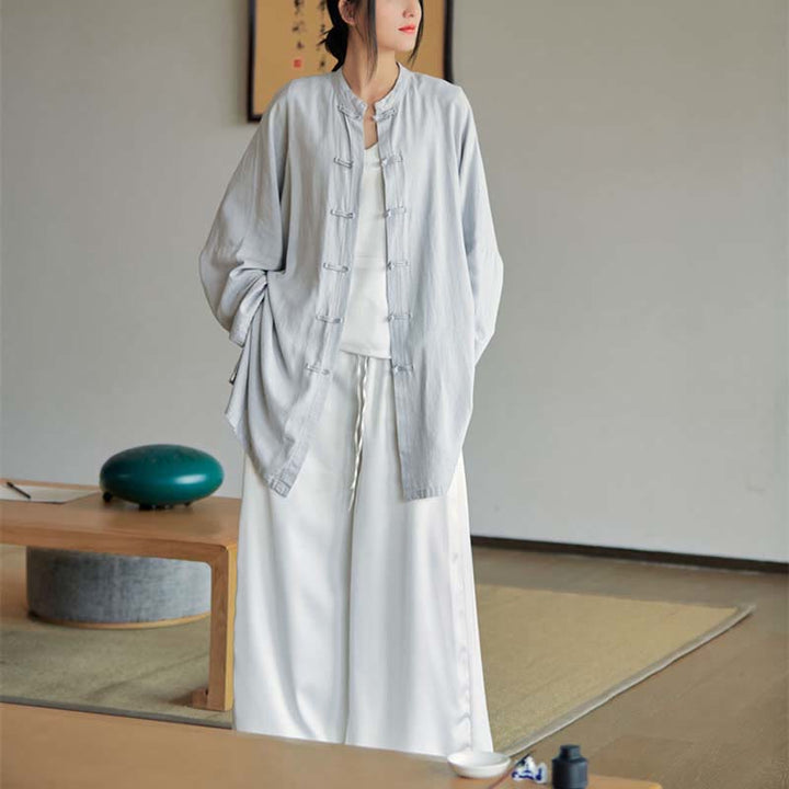 Buddha Stones Plain Frosch-Knopf-Design Shirt Zen Tai Chi Meditation Top Kleidung Baumwolle Leinen Jacke - image 10