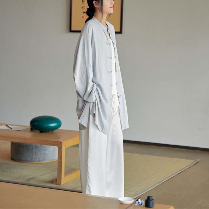 Buddha Stones Plain Frosch-Knopf-Design Shirt Zen Tai Chi Meditation Top Kleidung Baumwolle Leinen Jacke - image 11