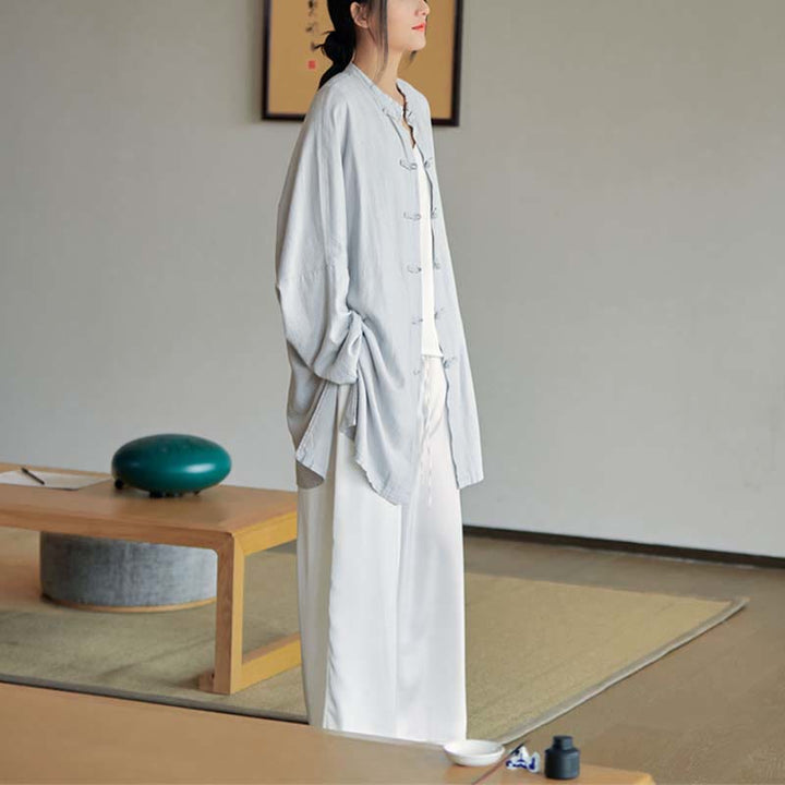 Buddha Stones Plain Frosch-Knopf-Design Shirt Zen Tai Chi Meditation Top Kleidung Baumwolle Leinen Jacke - image 11