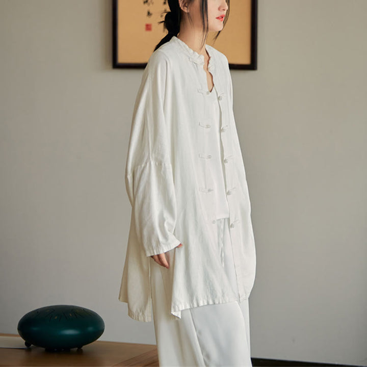 Buddha Stones Plain Frosch-Knopf-Design Shirt Zen Tai Chi Meditation Top Kleidung Baumwolle Leinen Jacke - image 13