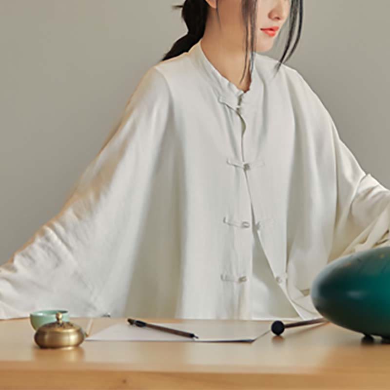 Buddha Stones Plain Frosch-Knopf-Design Shirt Zen Tai Chi Meditation Top Kleidung Baumwolle Leinen Jacke - image 16
