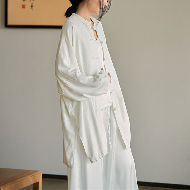 Buddha Stones Plain Frosch-Knopf-Design Shirt Zen Tai Chi Meditation Top Kleidung Baumwolle Leinen Jacke - image 19