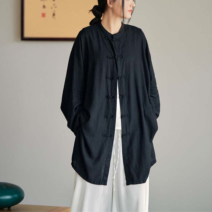 Buddha Stones Plain Frosch-Knopf-Design Shirt Zen Tai Chi Meditation Top Kleidung Baumwolle Leinen Jacke - image 26