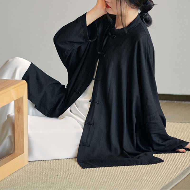 Buddha Stones Plain Frosch-Knopf-Design Shirt Zen Tai Chi Meditation Top Kleidung Baumwolle Leinen Jacke - image 23