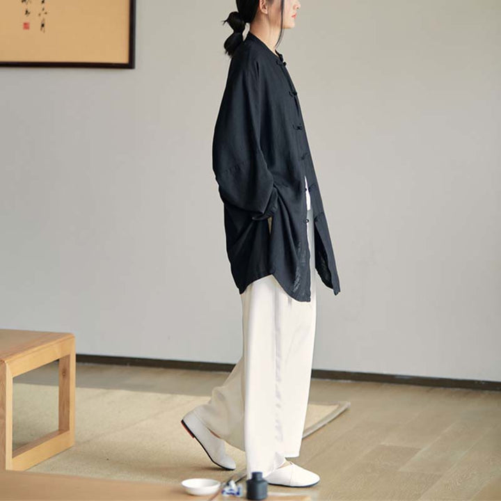 Buddha Stones Plain Frosch-Knopf-Design Shirt Zen Tai Chi Meditation Top Kleidung Baumwolle Leinen Jacke - image 30