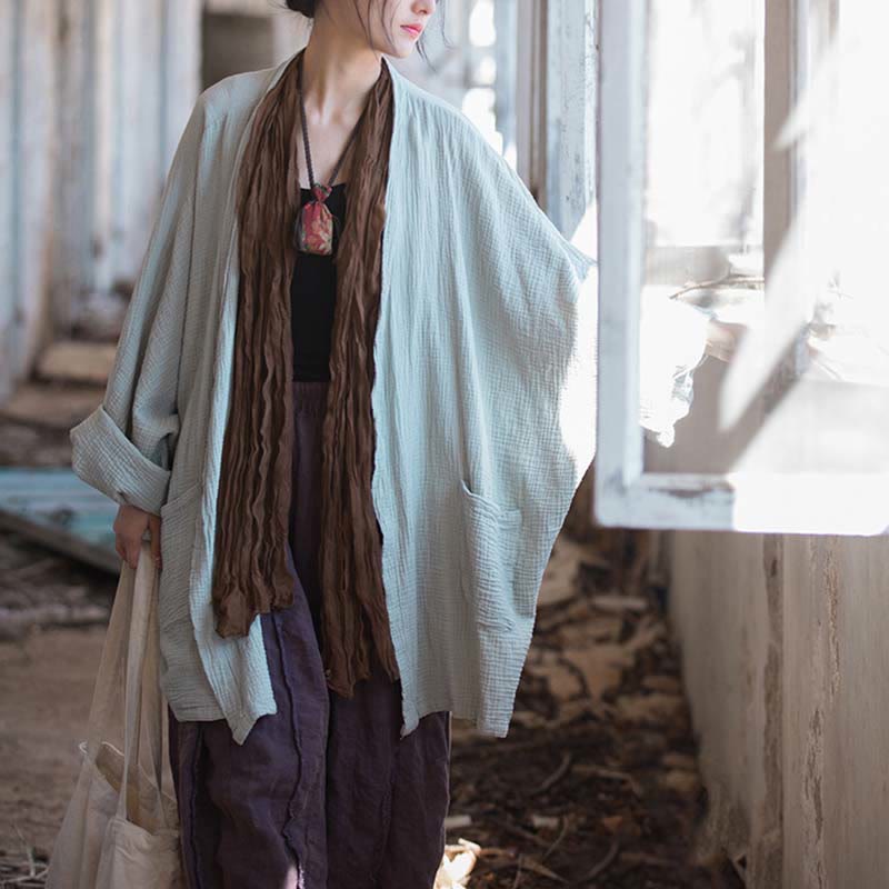 Buddha-Steine, schlichtes Design, langärmeliger Mantel, Zen-Meditation, offene Vorderseite, Baumwolljacke - image 9