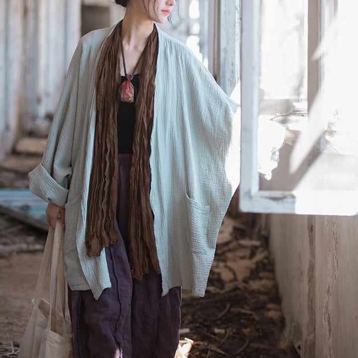 Buddha-Steine, schlichtes Design, langärmeliger Mantel, Zen-Meditation, offene Vorderseite, Baumwolljacke - image 9