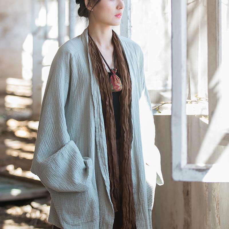 Buddha-Steine, schlichtes Design, langärmeliger Mantel, Zen-Meditation, offene Vorderseite, Baumwolljacke - image 13