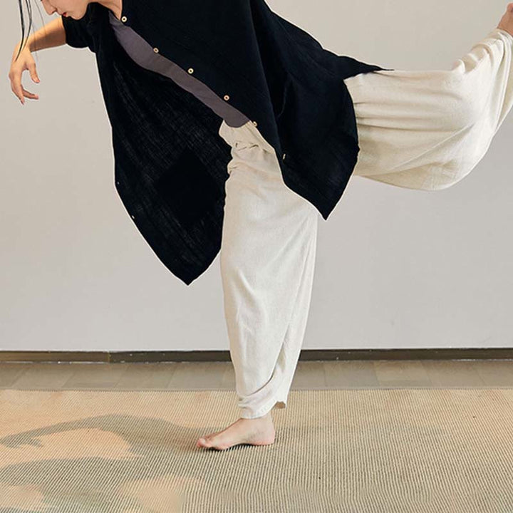 Buddha-Steine, einfarbig, langärmelig, Mantel, Jacke, Oberteil, weite Hose, Zen, Tai Chi, Yoga, Meditationskleidung - image 19