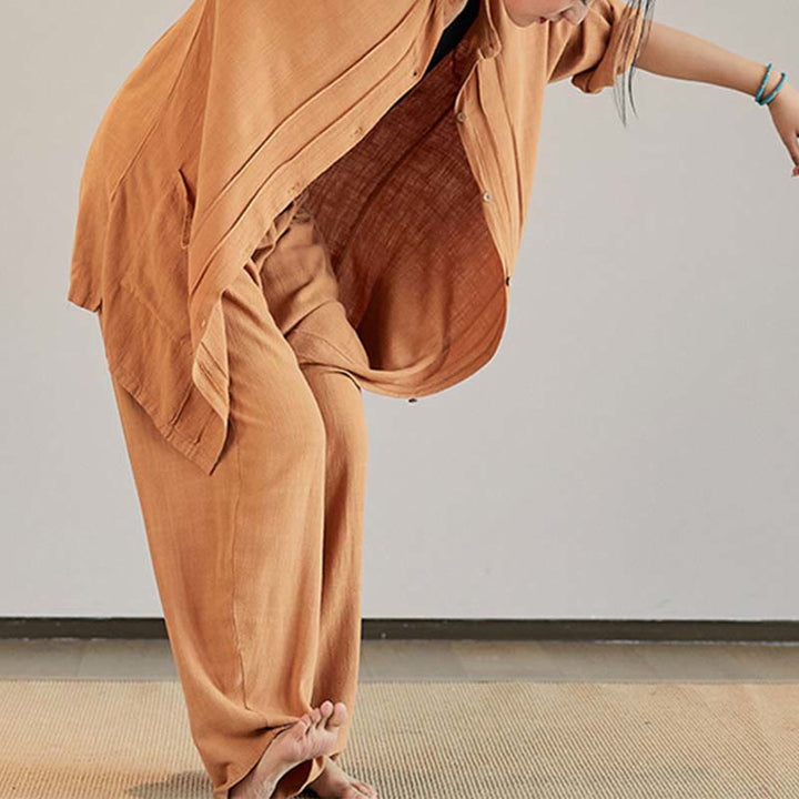Buddha-Steine, einfarbig, langärmelig, Mantel, Jacke, Oberteil, weite Hose, Zen, Tai Chi, Yoga, Meditationskleidung - image 28