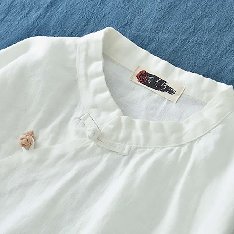 Buddha Stones Ramie Leinen Bluse Damen Shirt Top Chinesische Hanfu Stil Kleidung - image 18