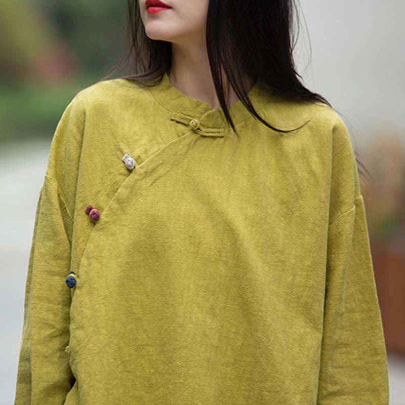 Buddha Stones Ramie Leinen Bluse Damen Shirt Top Chinesische Hanfu Stil Kleidung - image 28