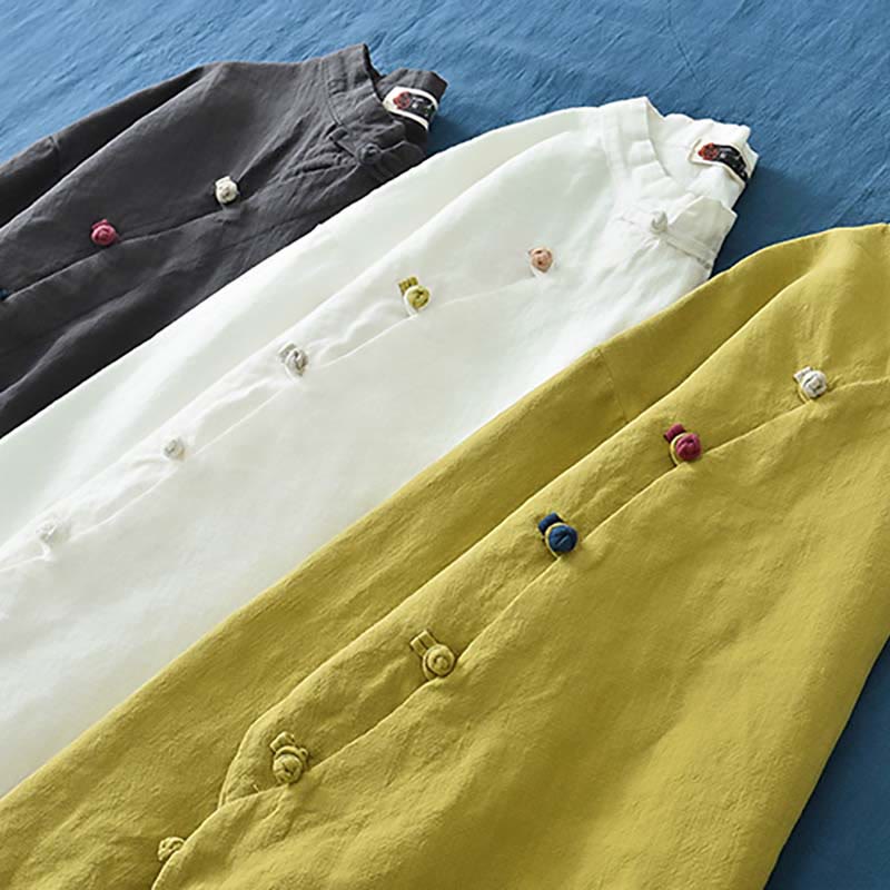 Buddha Stones Ramie Leinen Bluse Damen Shirt Top Chinesische Hanfu Stil Kleidung - image 35