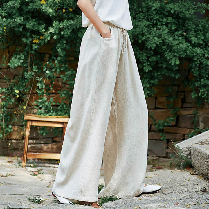 Buddha Stones Schlichte Hose mit weitem Bein, Tanzhose für Damen, Yogahose mit Taschen - image 4