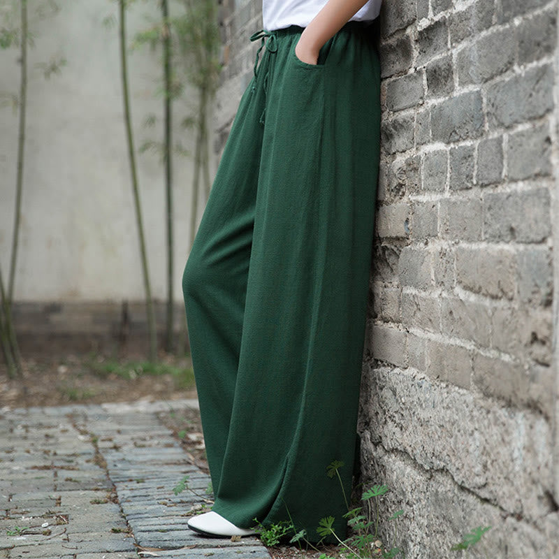 Buddha Stones Schlichte Hose mit weitem Bein, Tanzhose für Damen, Yogahose mit Taschen - image 56