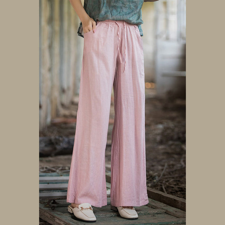 Buddha Stones Schlichte Hose mit weitem Bein, Tanzhose für Damen, Yogahose mit Taschen