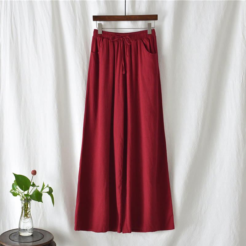 Buddha Stones Schlichte Hose mit weitem Bein, Tanzhose für Damen, Yogahose mit Taschen - image 48