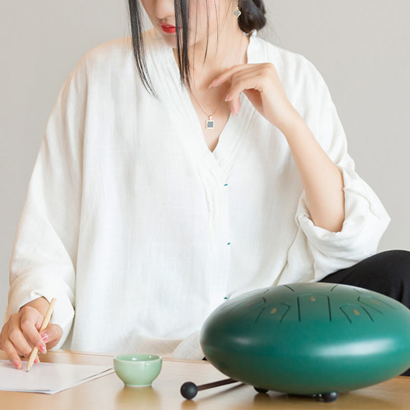 Buddha Stones V-Ausschnitt Bluse Damen Shirt Langarm Top Chinesische Kleidung im Hanfu-Stil - image 7