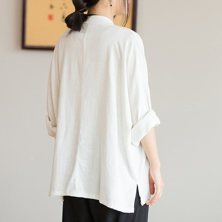 Buddha Stones V-Ausschnitt Bluse Damen Shirt Langarm Top Chinesische Kleidung im Hanfu-Stil - image 3
