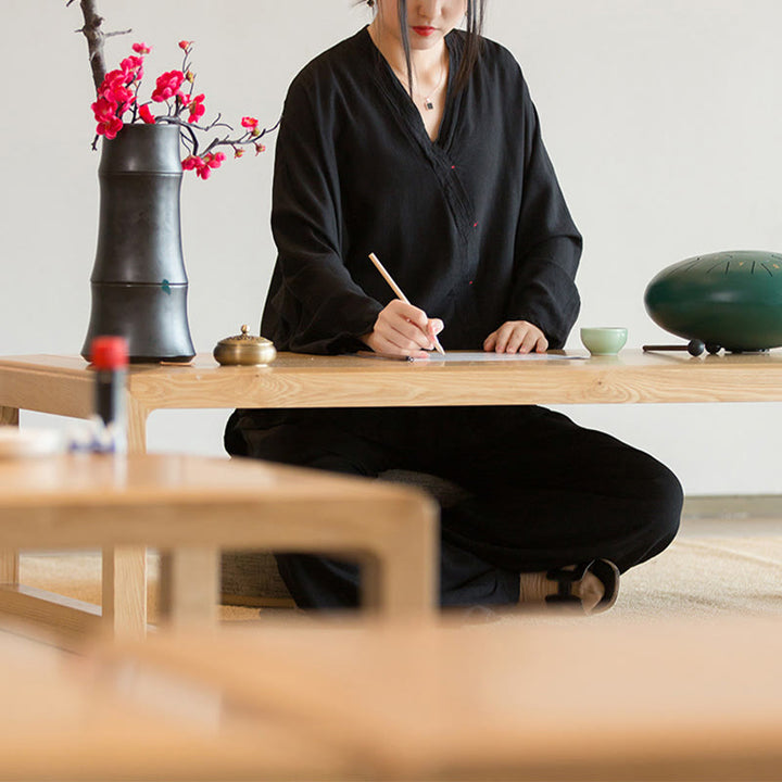 Buddha Stones V-Ausschnitt Bluse Damen Shirt Langarm Top Chinesische Kleidung im Hanfu-Stil - image 19