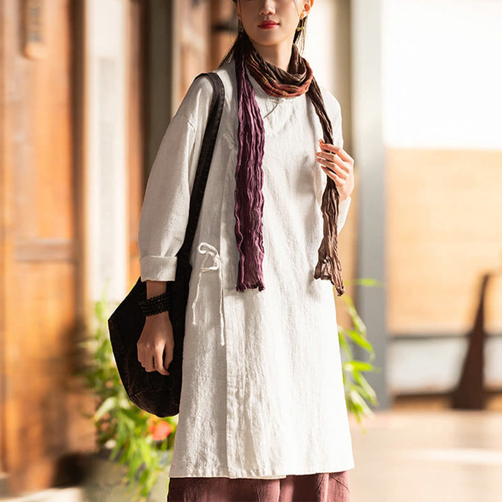 Buddha Stones Vintage Baumwollleinen Bluse Damen Langarmshirt Chinesisches Hanfu Top - image 7