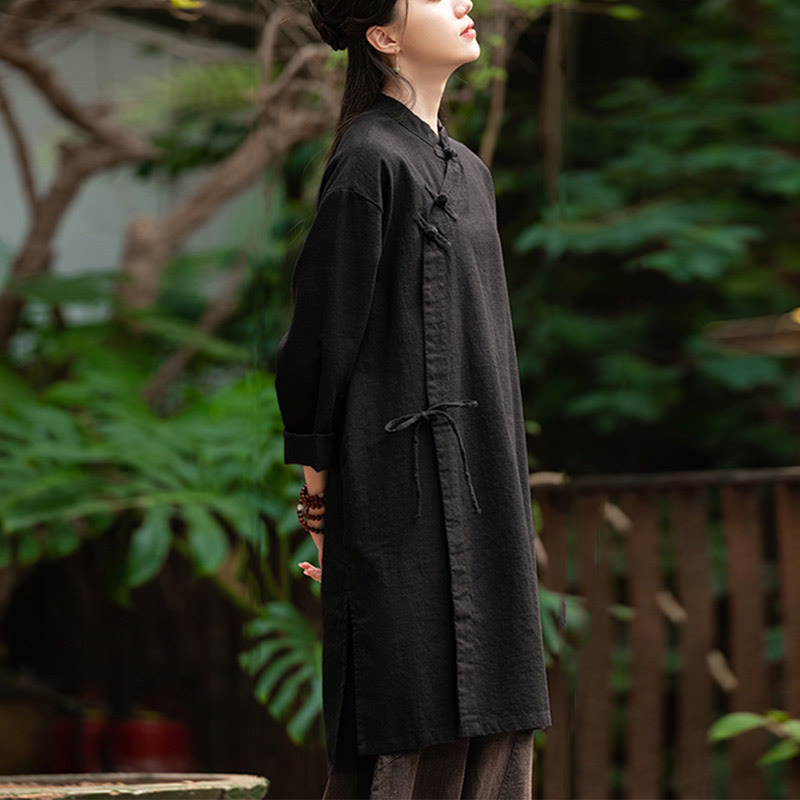 Buddha Stones Vintage Baumwollleinen Bluse Damen Langarmshirt Chinesisches Hanfu Top - image 17