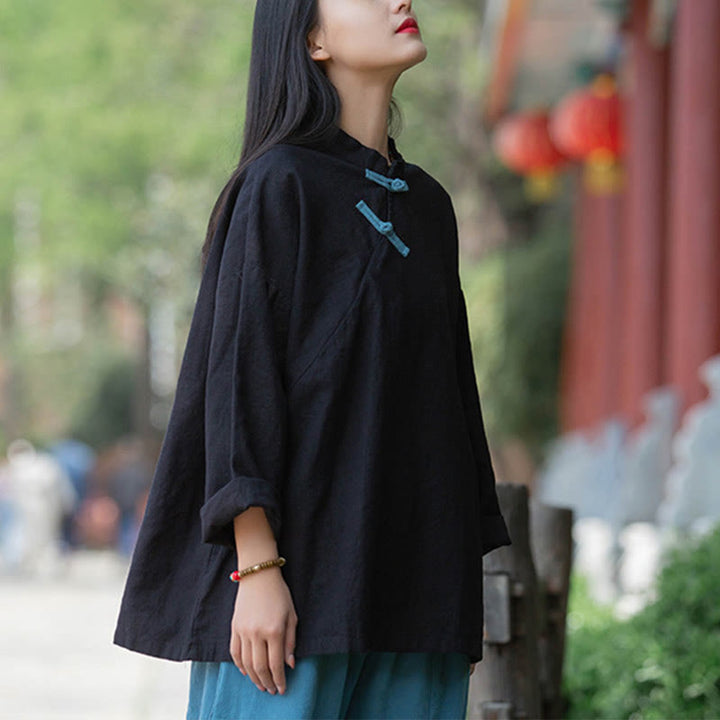 Buddha Stones Ramie Leinen Lose Bluse Damen Langarmshirt Chinesisches Hanfu Top - image 15