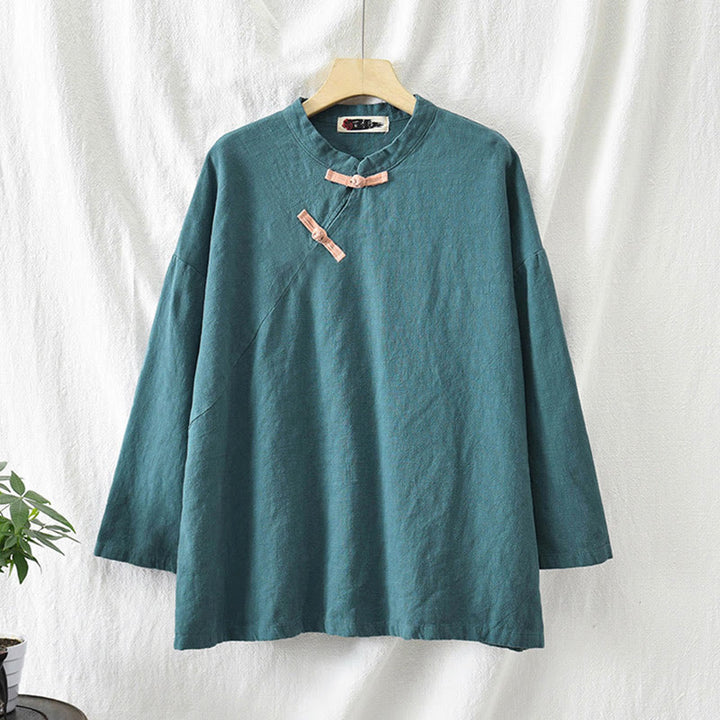 Buddha Stones Ramie Leinen Lose Bluse Damen Langarmshirt Chinesisches Hanfu Top - image 26