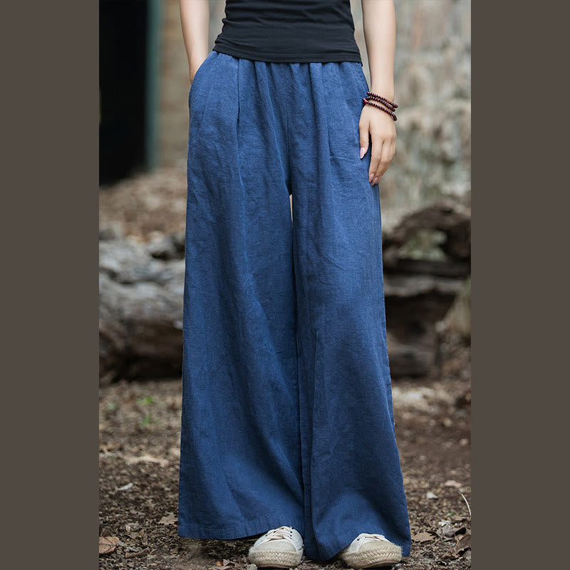 Buddha Stones Retro-Hose mit weitem Bein, lässige Yogahose für Damen mit Taschen - image 1