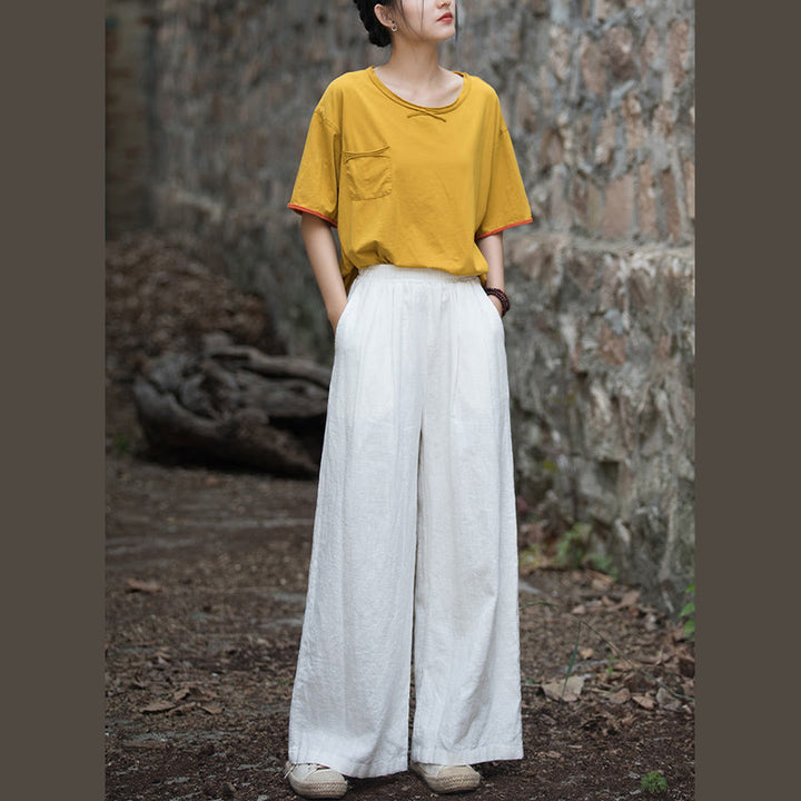 Buddha Stones Retro-Hose mit weitem Bein, lässige Yogahose für Damen mit Taschen - image 9