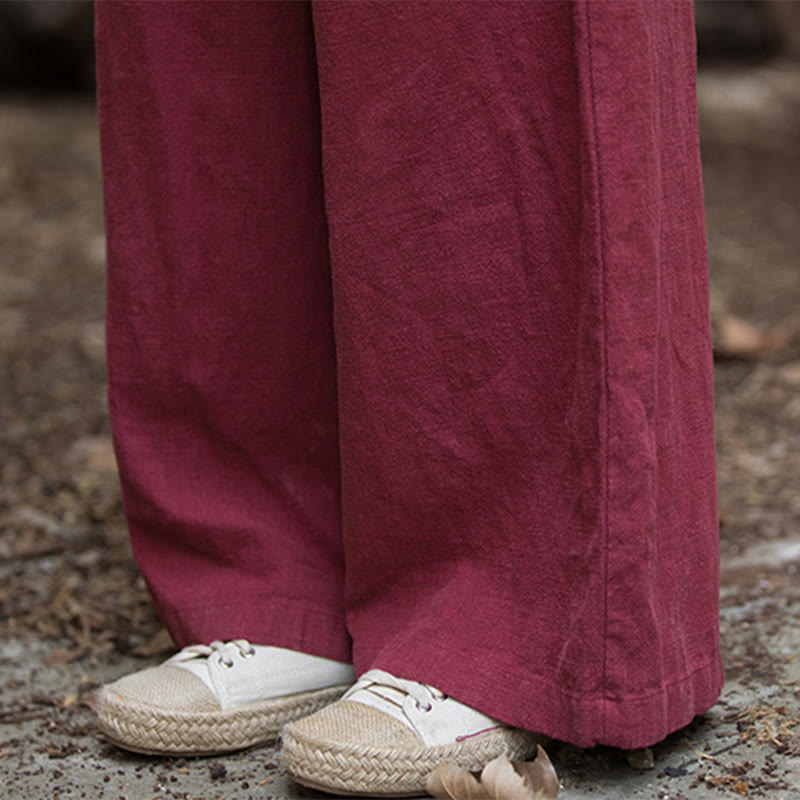 Buddha Stones Retro-Hose mit weitem Bein, lässige Yogahose für Damen mit Taschen