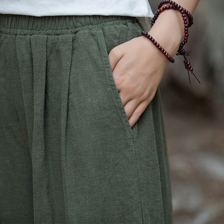 Buddha Stones Retro-Hose mit weitem Bein, lässige Yogahose für Damen mit Taschen - image 34