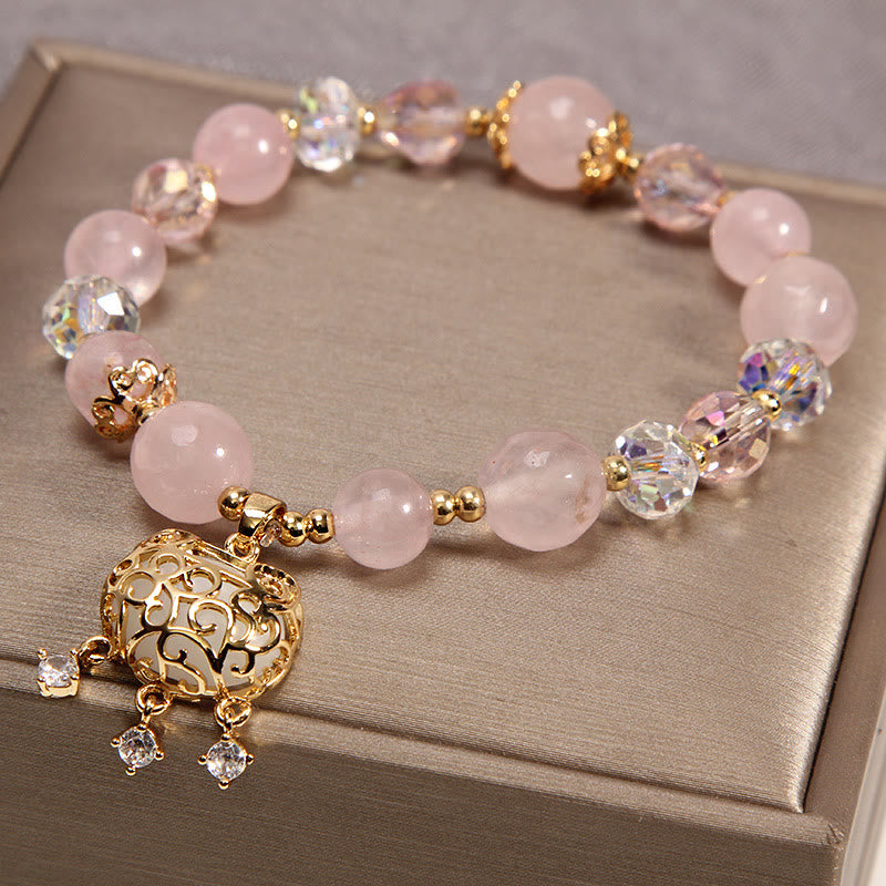 Buddha Stones Beruhigendes Schutzarmband aus natürlichem rosa Kristall - image 1