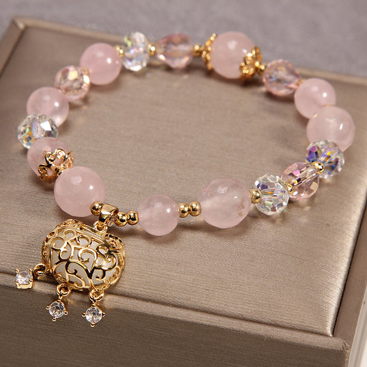 Buddha Stones Beruhigendes Schutzarmband aus natürlichem rosa Kristall - image 1